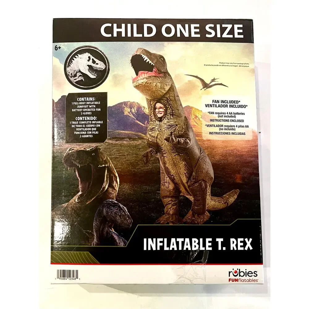 Kids Inflatable T Rex Costume, Jurassic World, Child One Size - New in Box